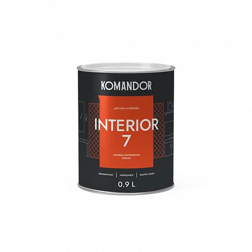 Краска для стен и потолков Komandor Interior 7, матовая, база А, белая, 0,9 л фото Краска для стен и потолков Komandor Interior 7, матовая, база А, белая, 0,9 л фото