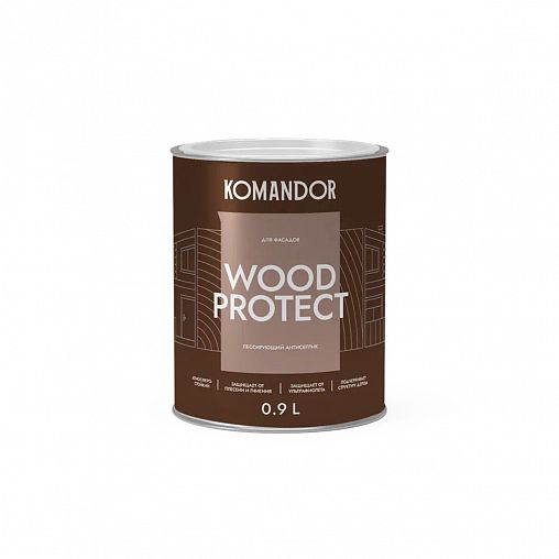 Антисептик для дерева Komandor Wood Protect, лессирующий, база С, бесцветный, 0,9 л фото