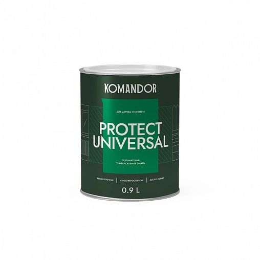 Эмаль универсальная Komandor Protect Universal, алкидная, полуматовая, база С, бесцветная, 0,9 л фото Эмаль универсальная Komandor Protect Universal, алкидная, полуматовая, база С, бесцветная, 0,9 л фото