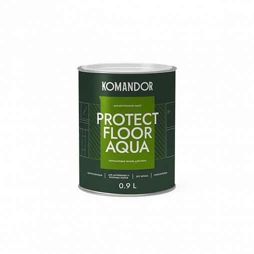 Эмаль для пола Komandor Protect Floor Aqua, акриловая, полуматовая, база А, белая, 0,9 л фото
