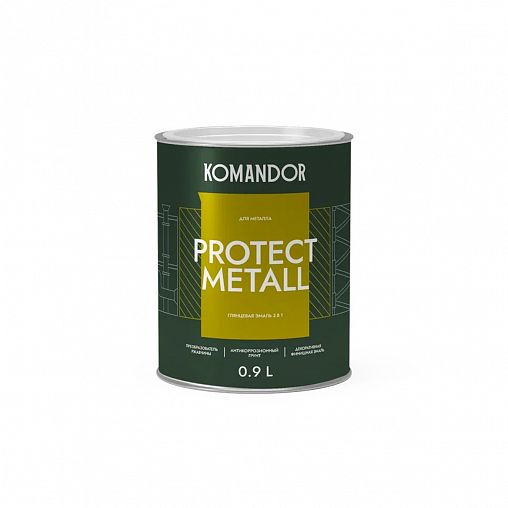 Грунт-эмаль по ржавчине 3 в 1 Komandor Protect Metall, глянцевая, база C, бесцветный, 0,9 л фото Грунт-эмаль по ржавчине 3 в 1 Komandor Protect Metall, глянцевая, база C, бесцветный, 0,9 л фото