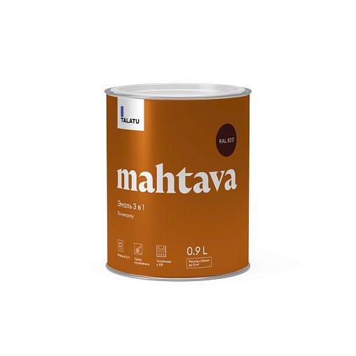 Грунт-эмаль по ржавчине 3 в 1 Talatu Mahtava, глянцевая, 0,9 л, RAL 8017, коричневый фото Грунт-эмаль по ржавчине 3 в 1 Talatu Mahtava, глянцевая, 0,9 л, RAL 8017, коричневый фото
