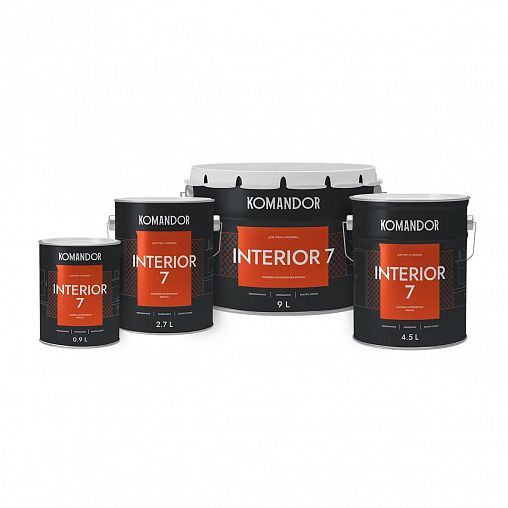 Краска для стен и потолков Komandor Interior 7, матовая, база А, белая, 2,7 л фото Краска для стен и потолков Komandor Interior 7, матовая, база А, белая, 2,7 л фото