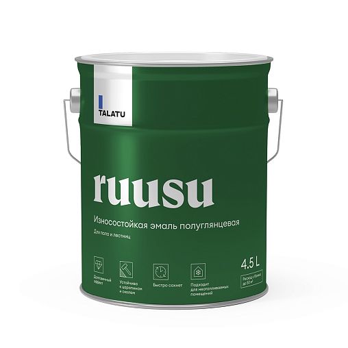 Эмаль для дерева Talatu Ruusu, полуглянцевая, база C, бесцветная, 4,5 л фото