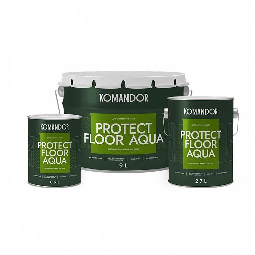 Эмаль для пола Komandor Protect Floor Aqua, акриловая, полуматовая, база А, белая, 0,9 л фото