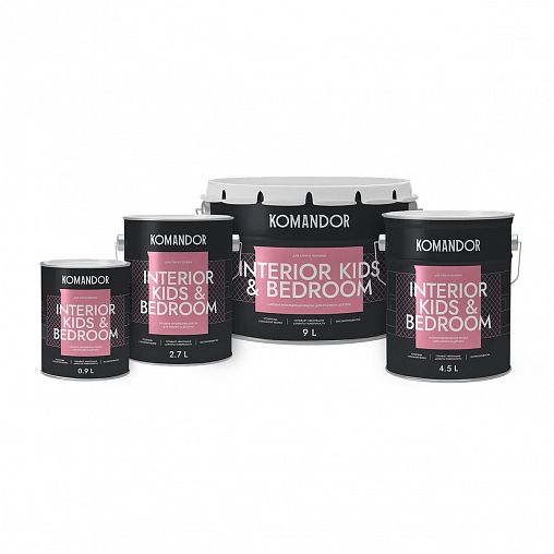 Краска для детских и спален Komandor Interior Kids&Bedroom, матовая, база C, бесцветная, 9 л фото