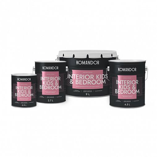 Краска для детских и спален Komandor Interior Kids&Bedroom, матовая, база А, белая, 0,9 л фото