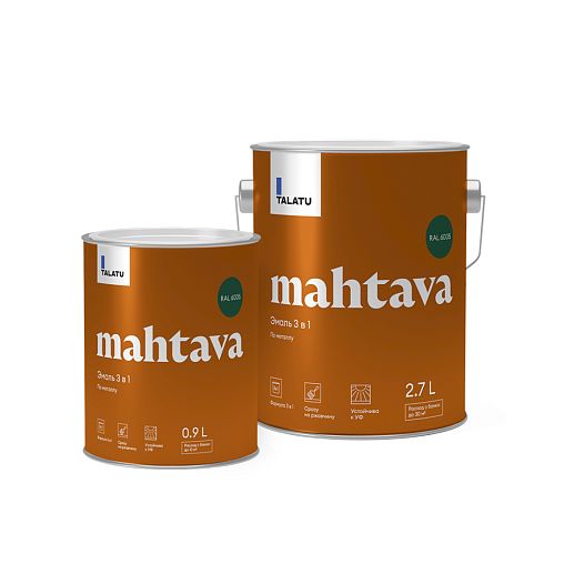 Грунт-эмаль по ржавчине 3 в 1 Talatu Mahtava, глянцевая, 2,7 л, RAL 6005, зеленая фото