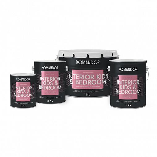 Краска для детских и спален Komandor Interior Kids&Bedroom, матовая, база C, бесцветная, 2,7 л фото