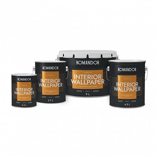 Краска для обоев Komandor Interior Wallpaper, матовая, база C, бесцветная, 9 л фото