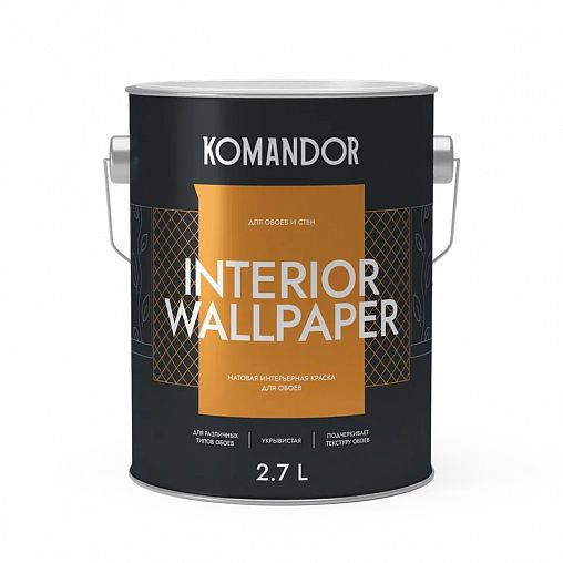 Краска для обоев Komandor Interior Wallpaper, матовая, база А, белая, 2,7 л фото Краска для обоев Komandor Interior Wallpaper, матовая, база А, белая, 2,7 л фото