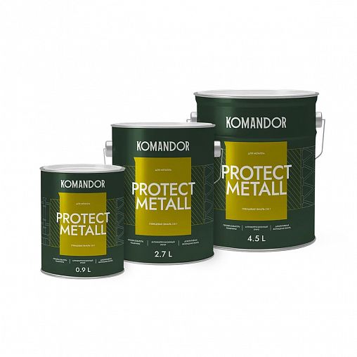 Грунт-эмаль по ржавчине 3 в 1 Komandor Protect Metall, глянцевая, база C, бесцветный, 0,9 л фото Грунт-эмаль по ржавчине 3 в 1 Komandor Protect Metall, глянцевая, база C, бесцветный, 0,9 л фото