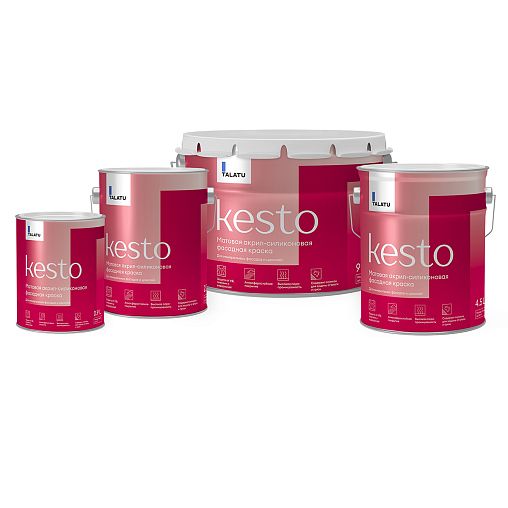 Краска фасадная Talatu Kesto, матовая, база А, белая, 9 л фото