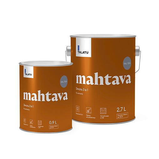 Грунт-эмаль по ржавчине 3 в 1 Talatu Mahtava, глянцевая, 2,7 л, RAL 7004, серый фото