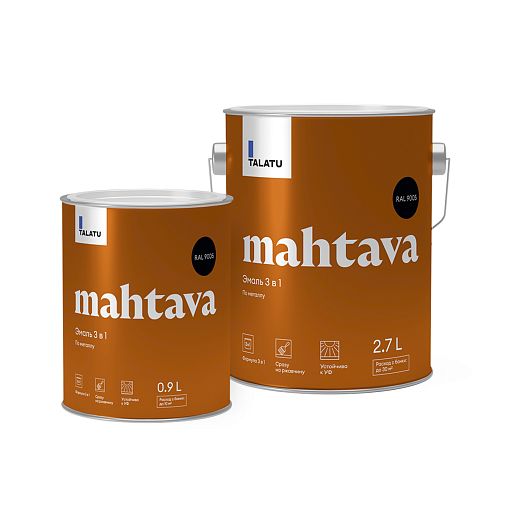 Грунт-эмаль по ржавчине 3 в 1 Talatu Mahtava, глянцевая, 2,7 л, RAL 9005, черный фото