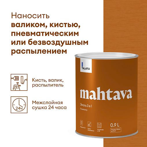Грунт-эмаль по ржавчине 3 в 1 Talatu Mahtava, глянцевая, база C, бесцветная, 0,9 л фото