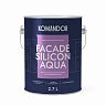 Краска фасадная Komandor Facade Silicon Aqua, глубокоматовая, база С, бесцветный, 2,7 л фото
