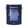 Краска фасадная Komandor Facade Standart Aqua, глубокоматовая, база А, белая, 2,7 л фото